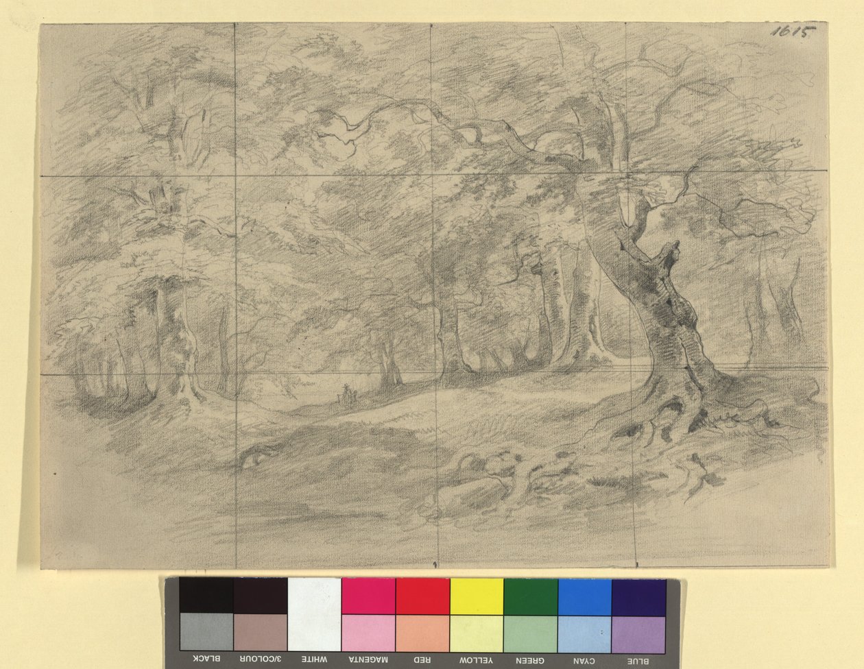 Boslandschap met figuratie door Josef Kriehuber