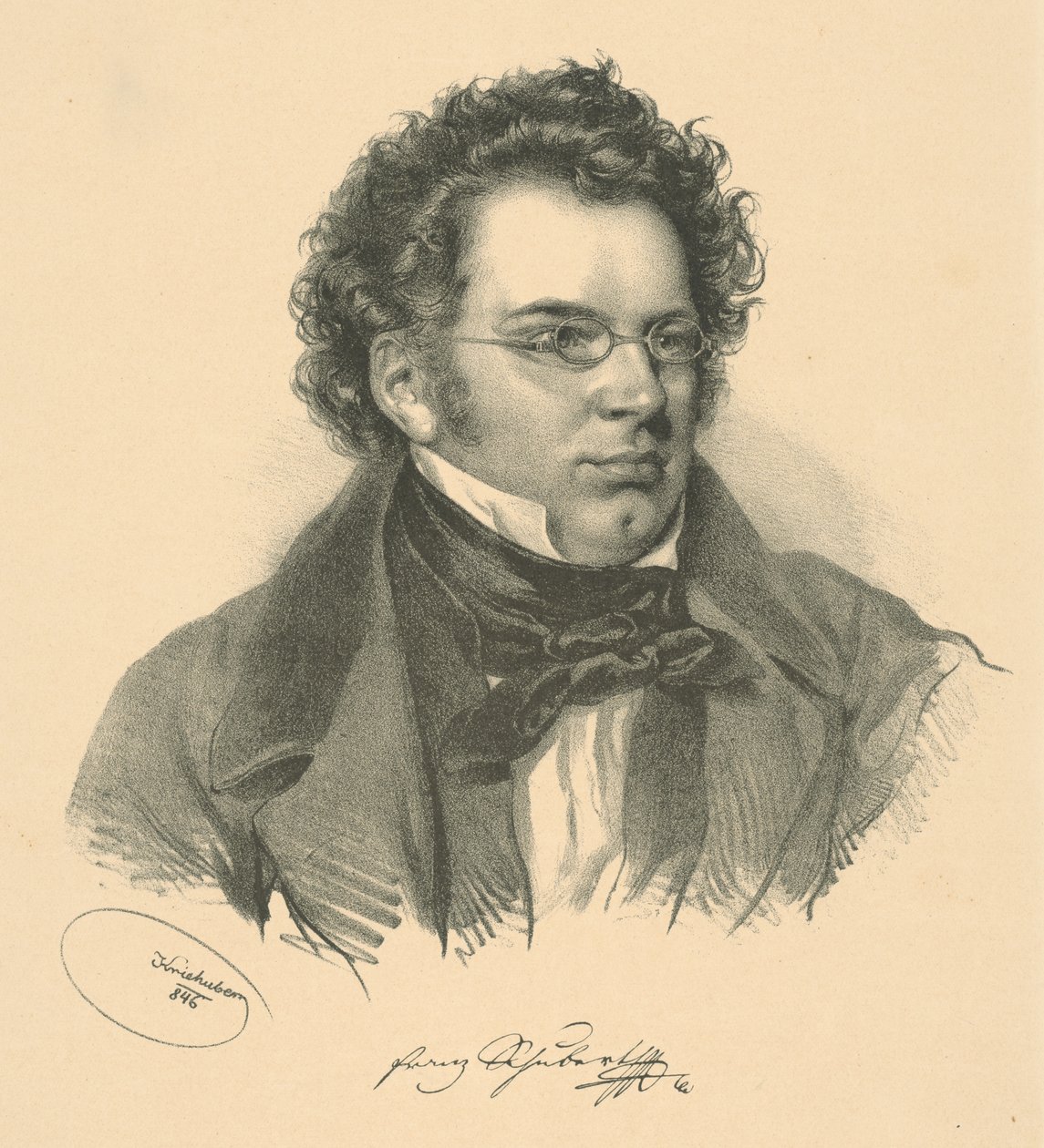 Portret van Franz Schubert, 1846 door Josef Nikolaus Kriehuber