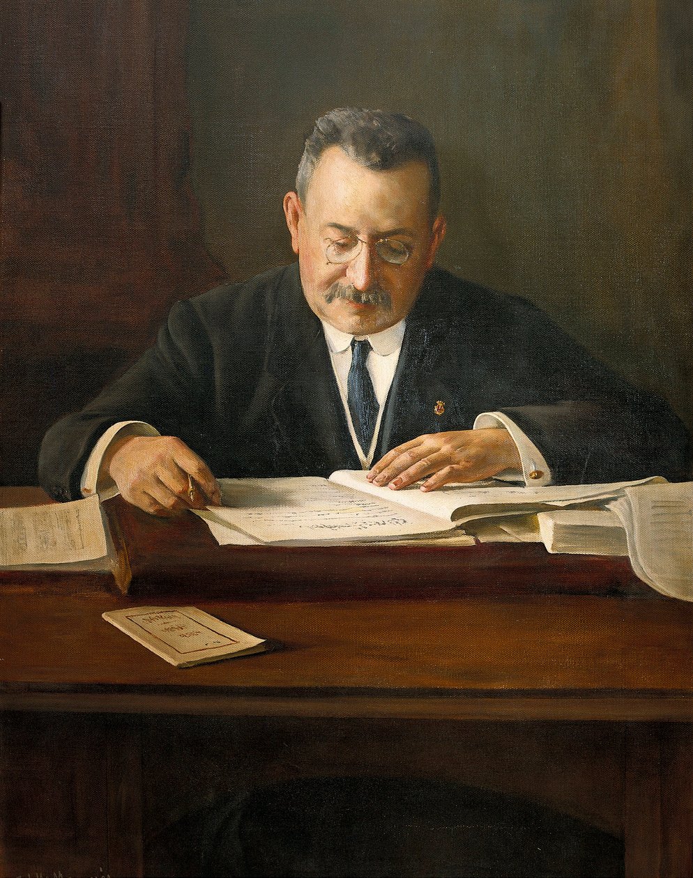 Portret van Enric Prat de la Riba, Catalaanse nationalist politicus door Josep Maria Marquès i Puig