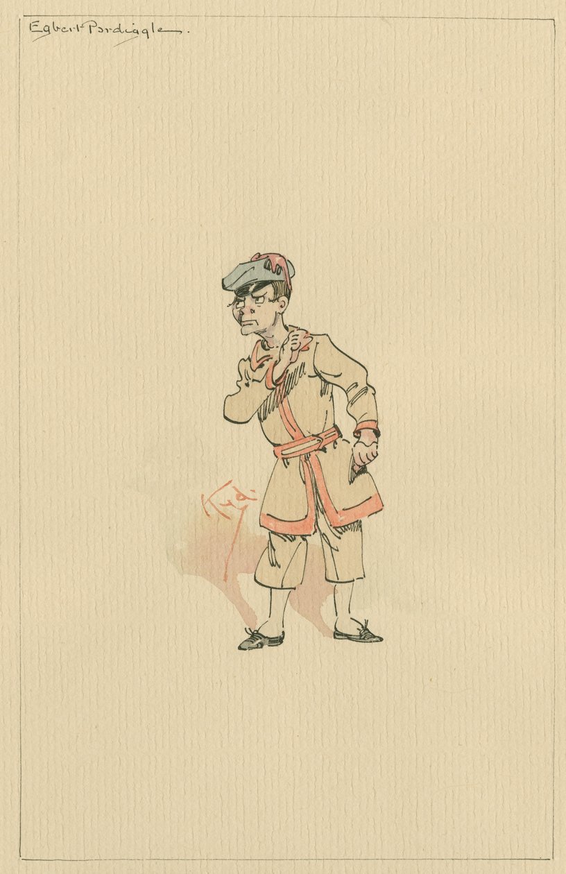 Egbert Pardiggle, ca. 1920s (pen en inkt met aquarel op papier) door Joseph Clayton Clarke