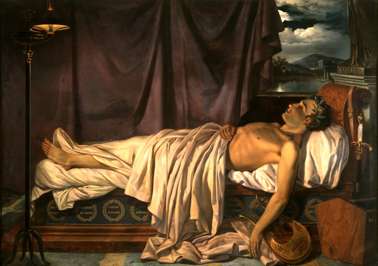 Lord Byron op zijn sterfbed door Joseph Dionysius Odevaere