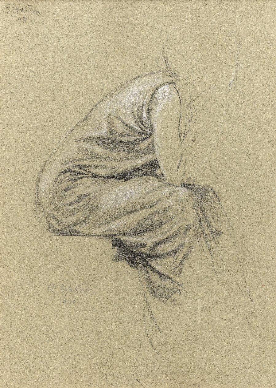 Profielstudie van een zittende figuur door Joseph Edward Southall