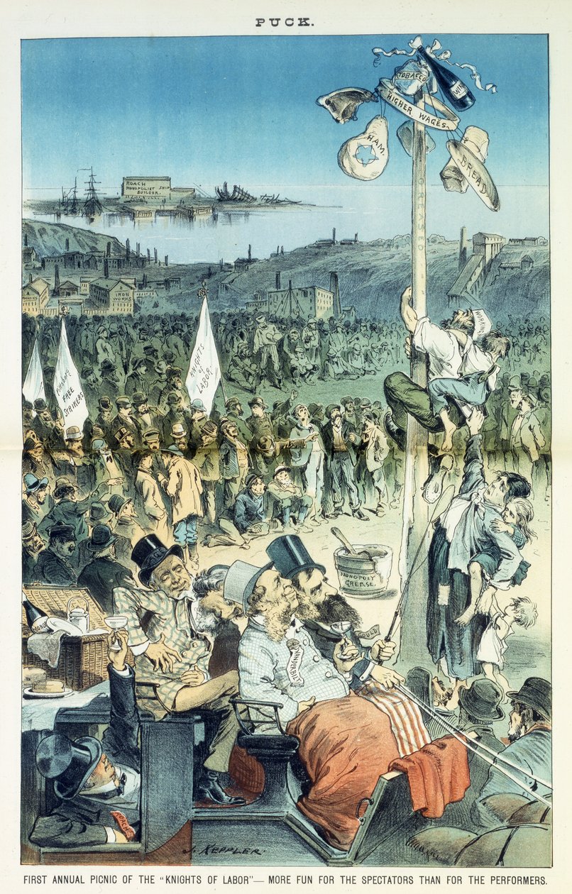 Eerste jaarlijkse picknick van de Knights of Labor - meer plezier voor de toeschouwers dan voor de artiesten, 1882 door Joseph Keppler