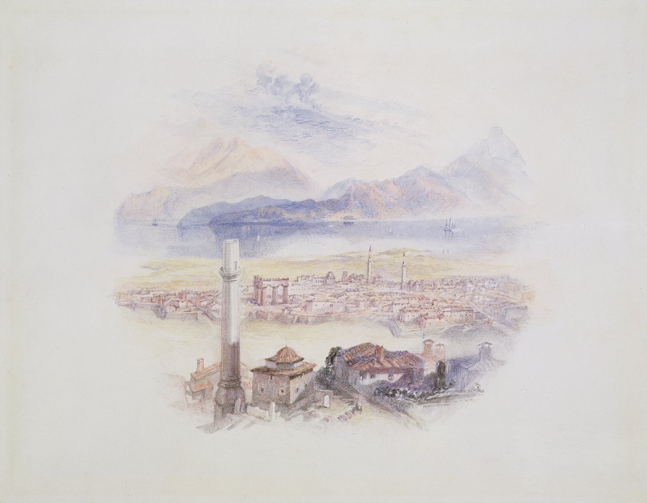 Korinthe, vanaf de Akropolis (Illustratie uit 