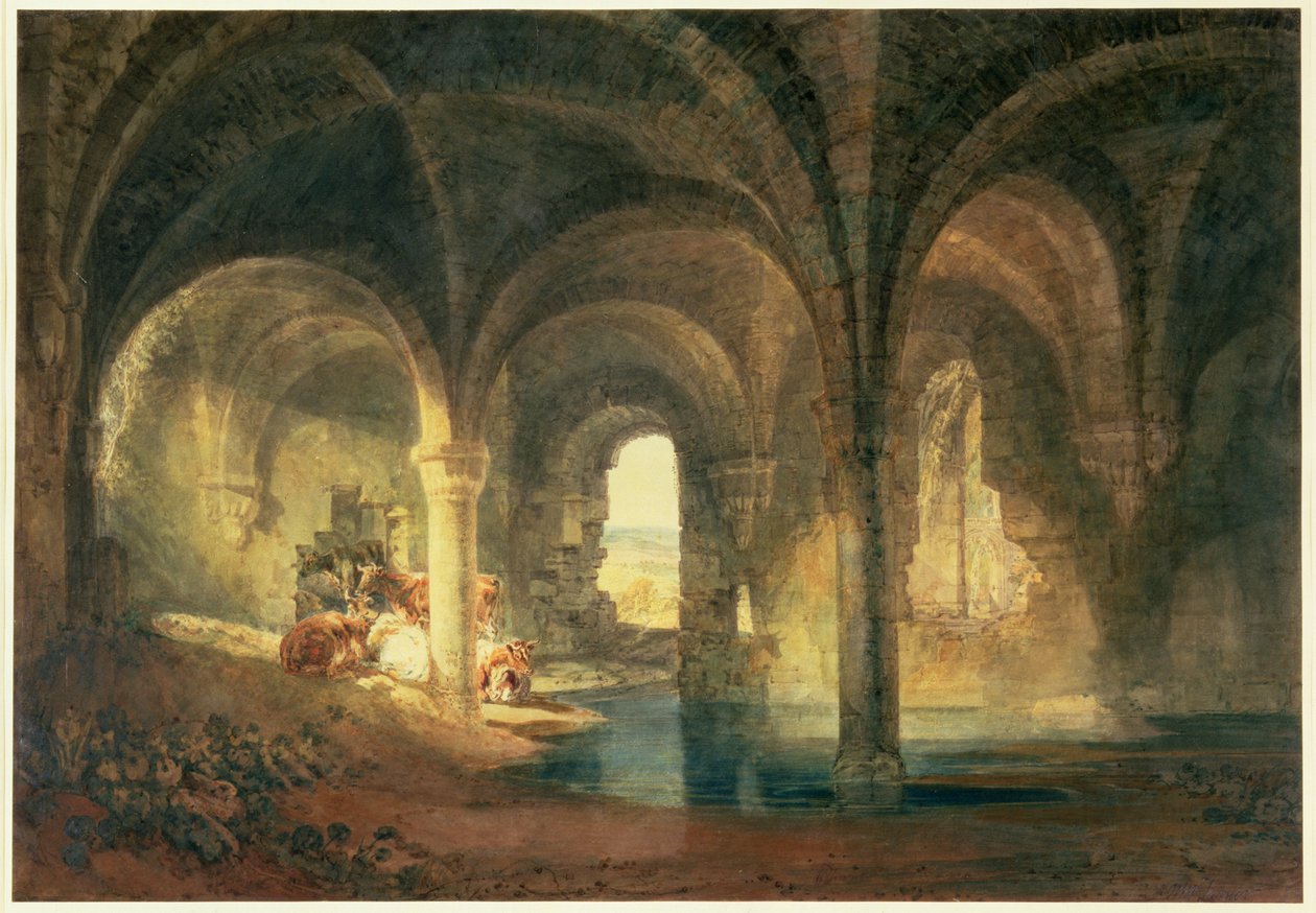 Refter van Kirkstall Abbey, c.1798 door Joseph Mallord William Turner