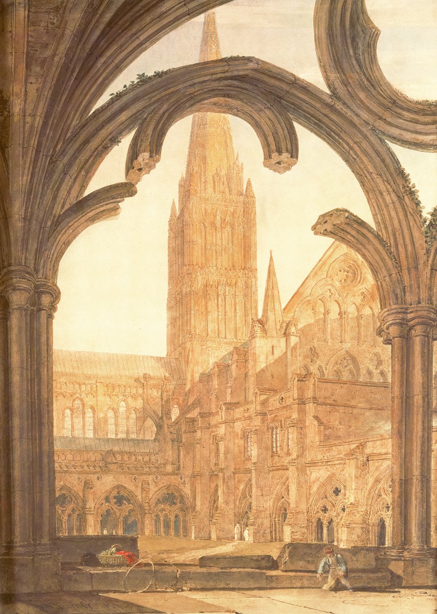 Zuidelijk Uitzicht op de Kathedraal van Salisbury vanuit de Kloosters door Joseph Mallord William Turner