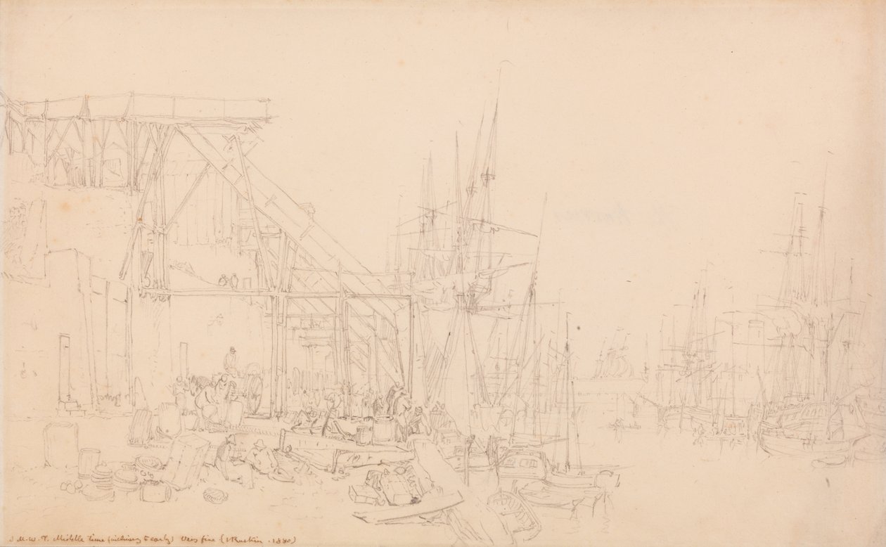 De Hurries, kolenboten laden, North Shields door Joseph Mallord William Turner