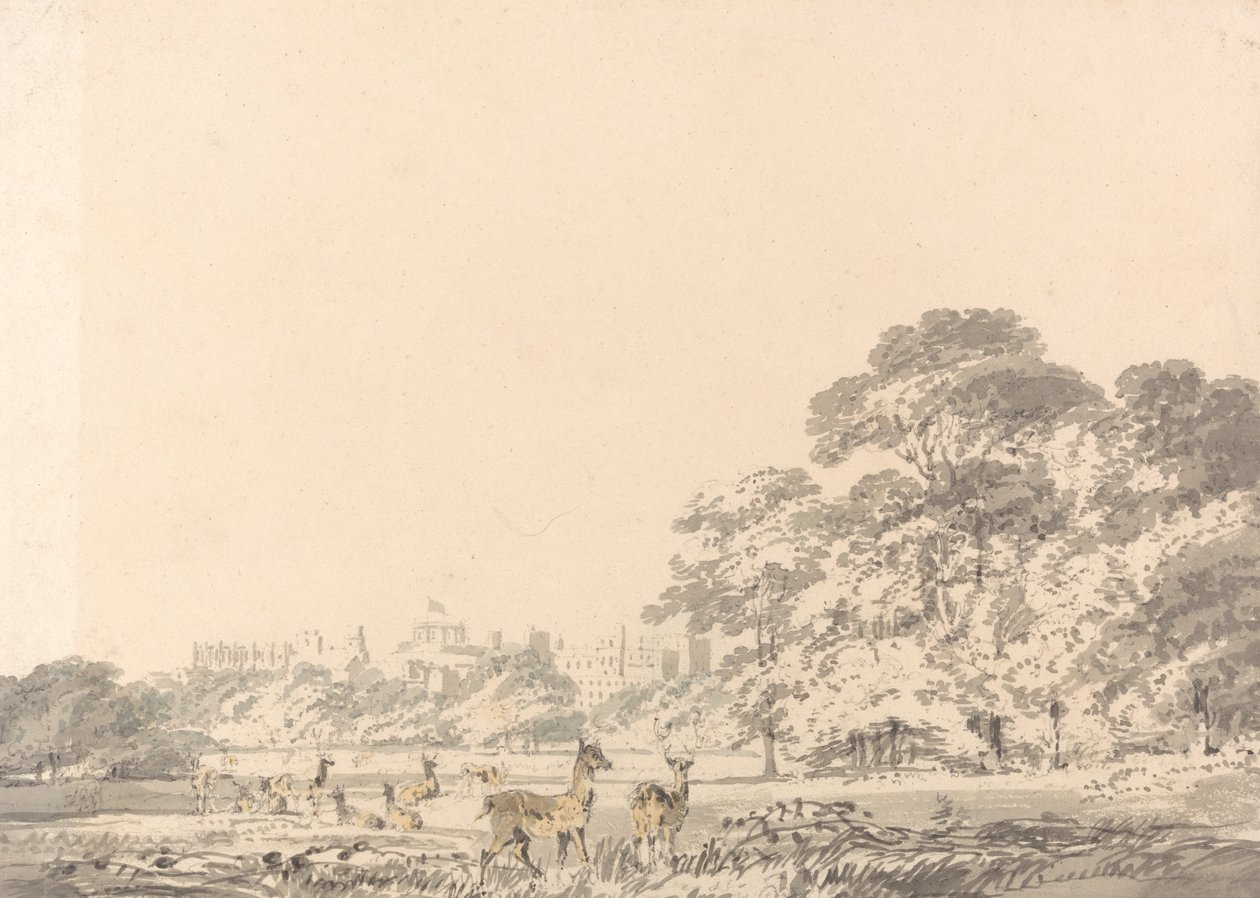 Windsor Castle en park met herten door Joseph Mallord William Turner