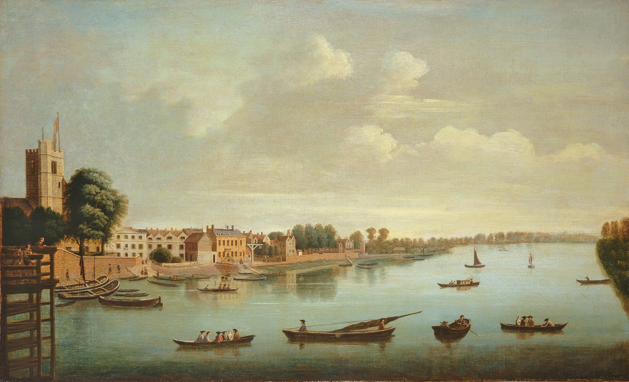 Een Uitzicht op de Theems vanaf Putney Bridge door Joseph Nichols