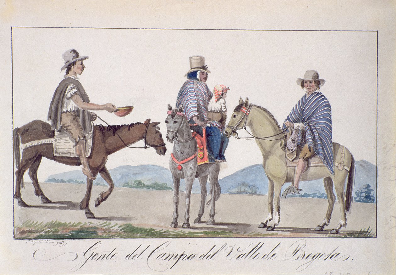 Mensen van het Campo del Valle de Bogota door Joseph Pio Dominguez