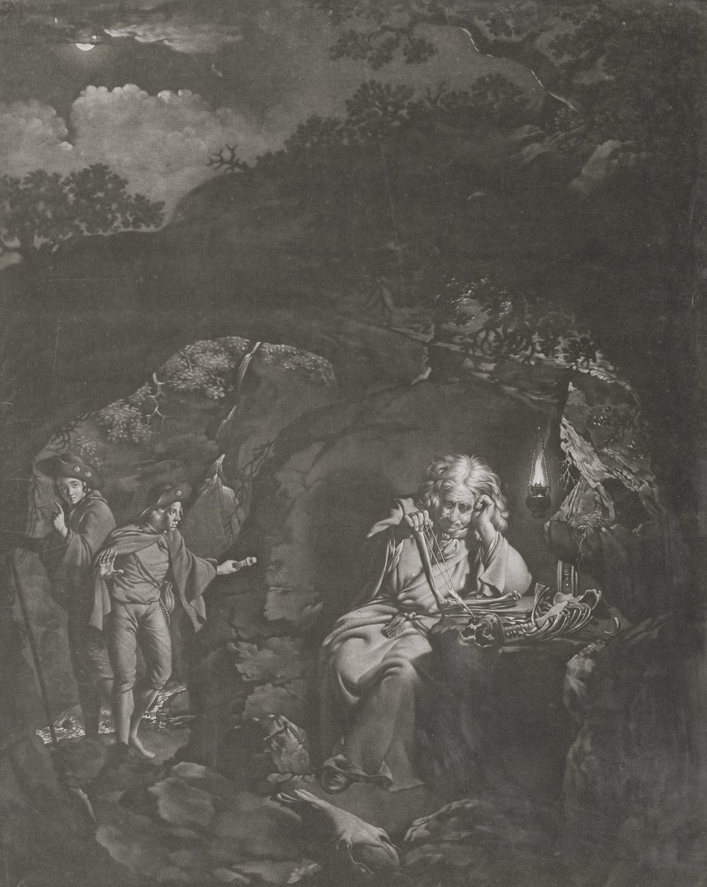 Een Filosoof bij Lamplicht (gegraveerd door William Pether) 1770 door Joseph Wright of Derby