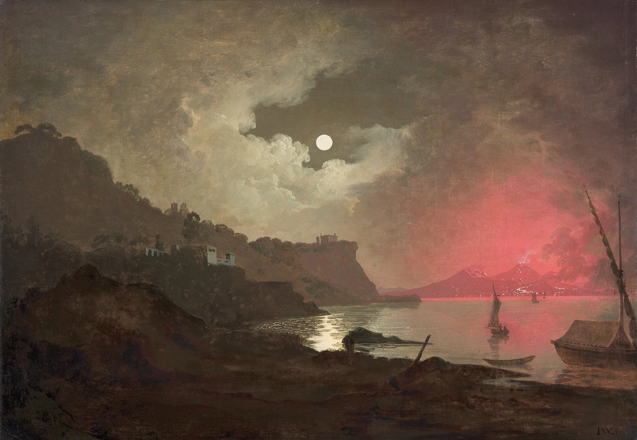 Een uitzicht op Vesuvius vanaf Posillipo, Napels door Joseph Wright of Derby