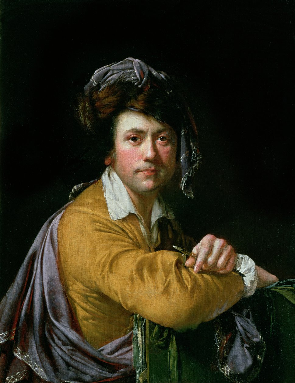 Zelfportret op ongeveer veertigjarige leeftijd door Joseph Wright of Derby