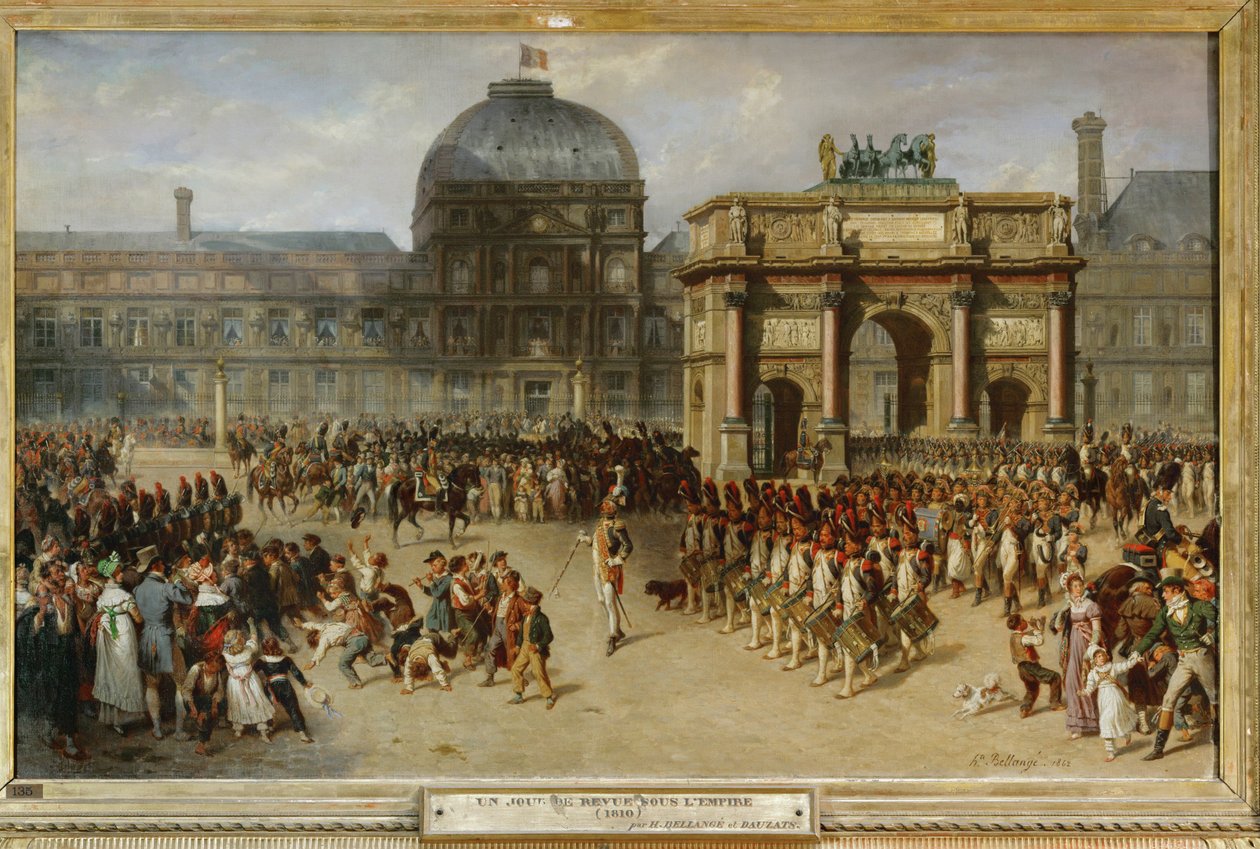 Militaire parade voor het Tuilerieënpaleis, Parijs, in 1810 ... door Joseph-Louis-Hippolyte Bellange