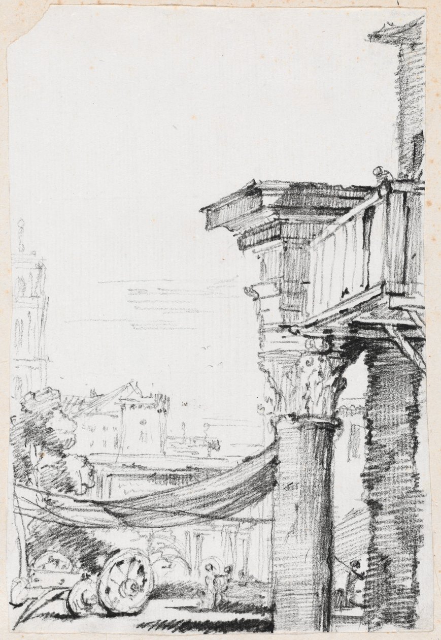 Een balkon op het Forum Romanum door Joseph-Marie the Elder Vien