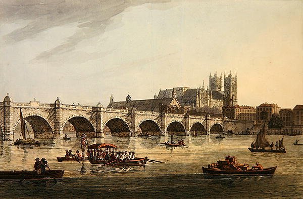 Uitzicht op Westminster Bridge, Abbey en Hall, gegraveerd door J.C. Stadler door Joseph (after) Farington