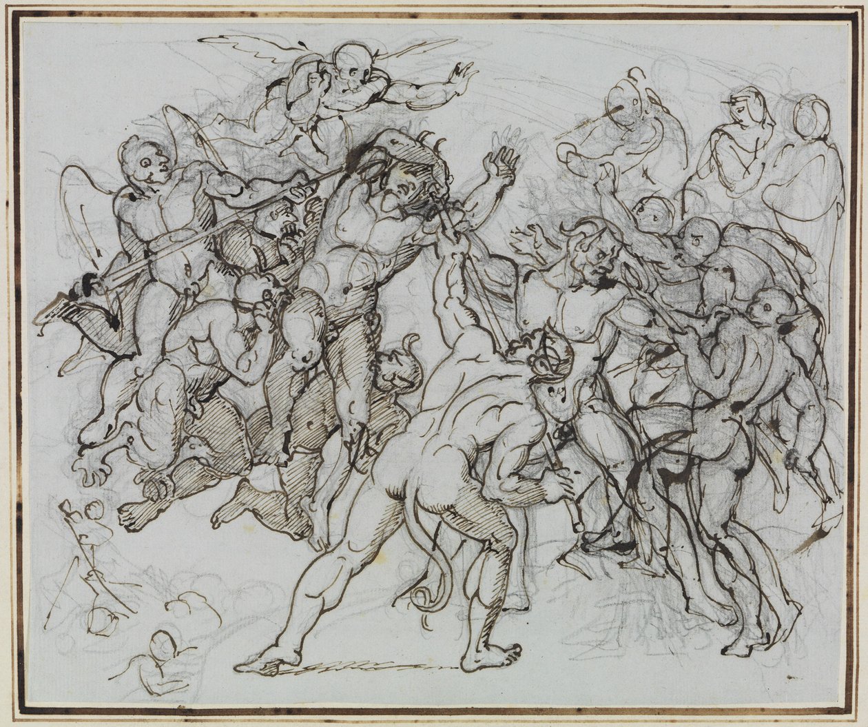Bij het pekmeer, de kruidenier Ciampolo van Navarra (Dantes Inferno, Canto 22, V 34) door Joseph Anton Koch