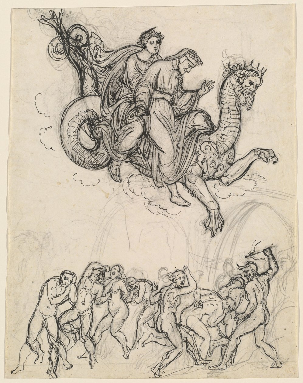 Dante en Virgil Rijden op de Rug van Geryon door Joseph Anton Koch