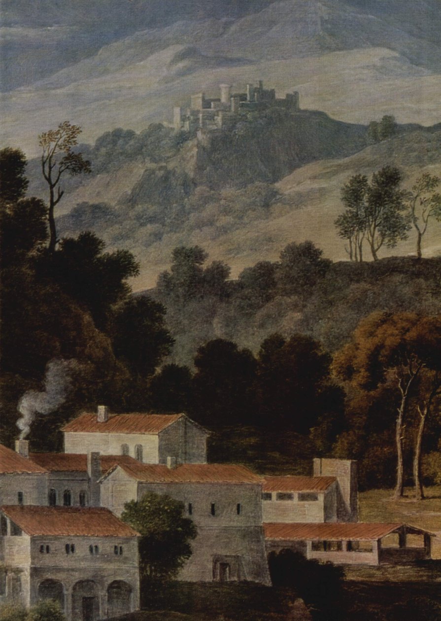 Duits: Das Kloster San Francesco im Sabinergebirge bei Rom Klooster van San Francesco di Civitella in het Sabijnse gebergte door Joseph Anton Koch