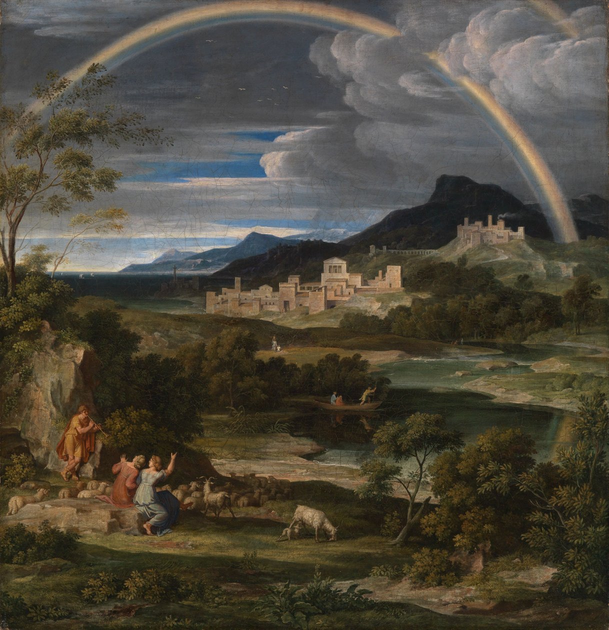 Heroïsch landschap met regenboog door Joseph Anton Koch