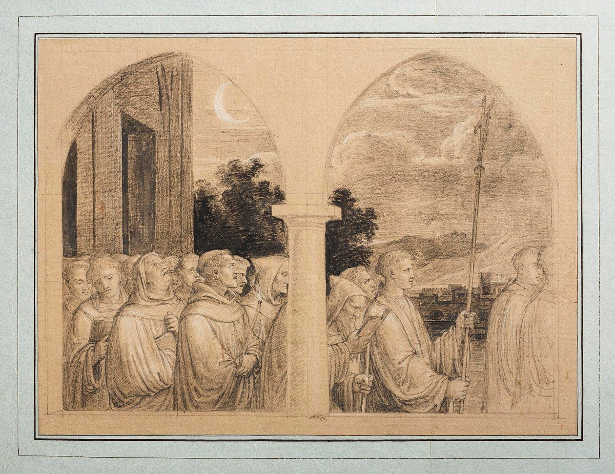 Processie van monniken door Joseph Anton Koch