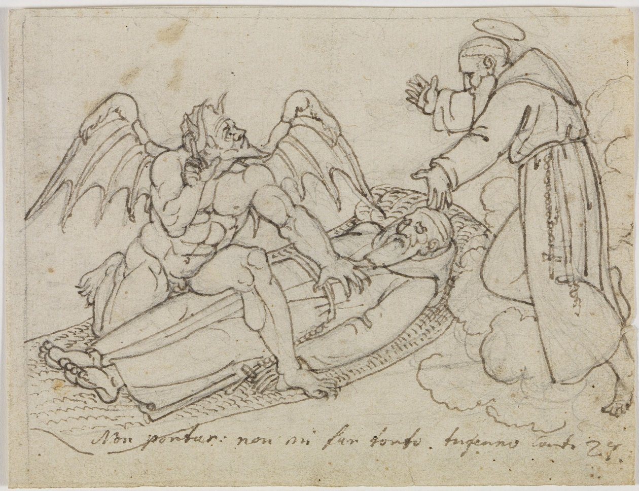 Schets van Guido da Montefeltro (Dante, Inferno, Canto 27) door Joseph Anton Koch