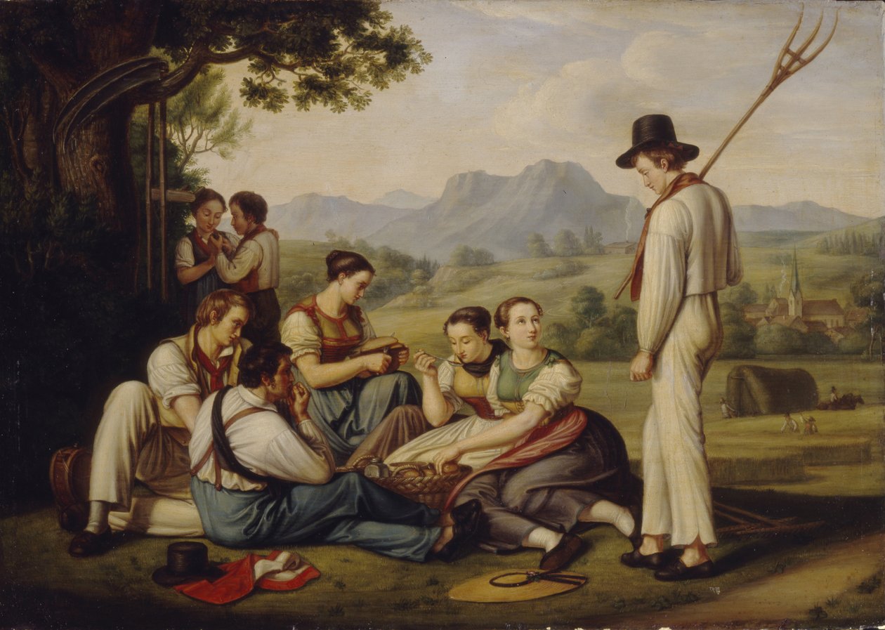 Maaiers rustend, 1819 door Joseph Anton Rhomberg