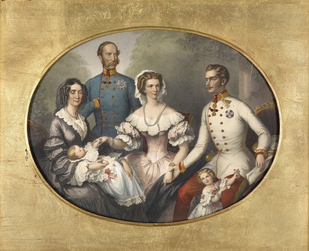 De keizerlijke familie van Oostenrijk, 1856 door Joseph Bayer