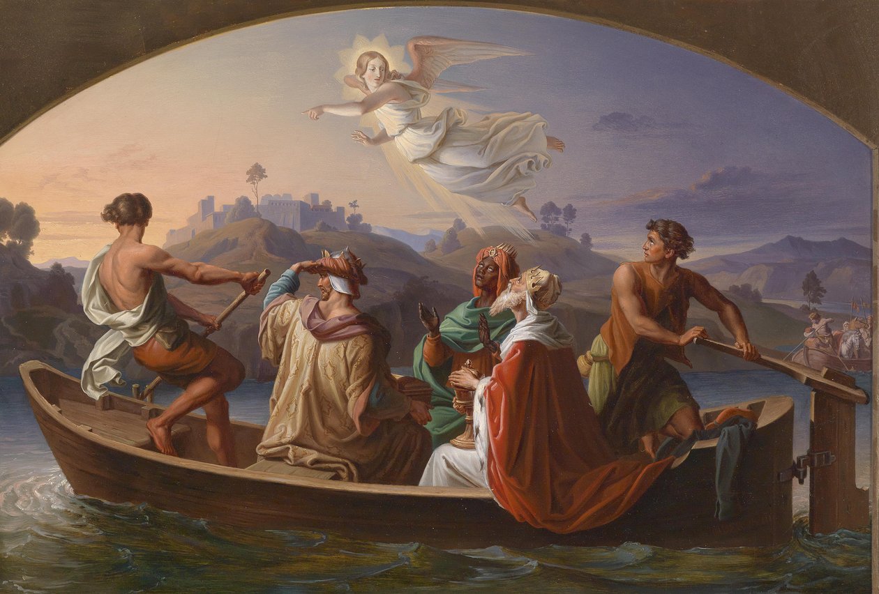 Joseph Binder De drie wijzen op weg naar Bethlehem 1846 door Joseph Binder
