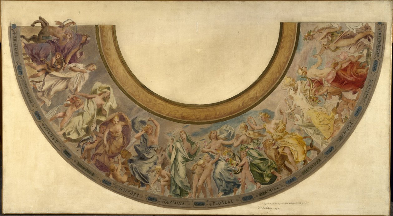 Schets voor de Feesttrap in het Stadhuis van Parijs: De republikeinse maanden door Joseph Blanc