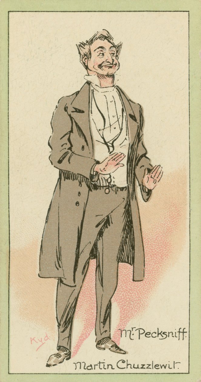 Mr Pecksniff, Martin Chuzzlewit (kleurenlitho) door Joseph Clayton (1856-1937) (after) Clarke