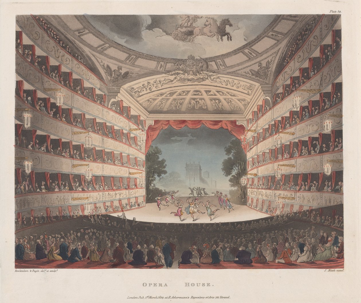 Opera House, 1 maart 1809 door Joseph Constantine Stadler