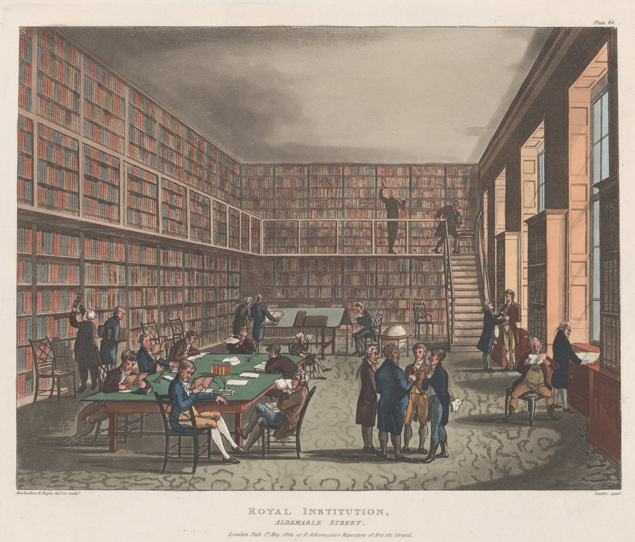 Royal Institution, Albemarle Street, 1 mei 1809 door Joseph Constantine Stadler