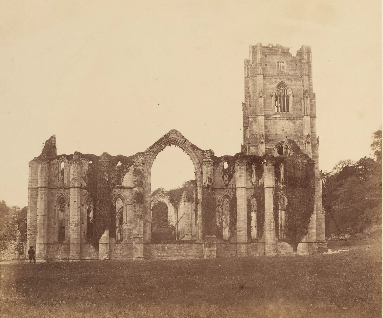 Fountains Abbey. De kapel van de Negen Altaren, Exterieur, 1850s door Joseph Cundall