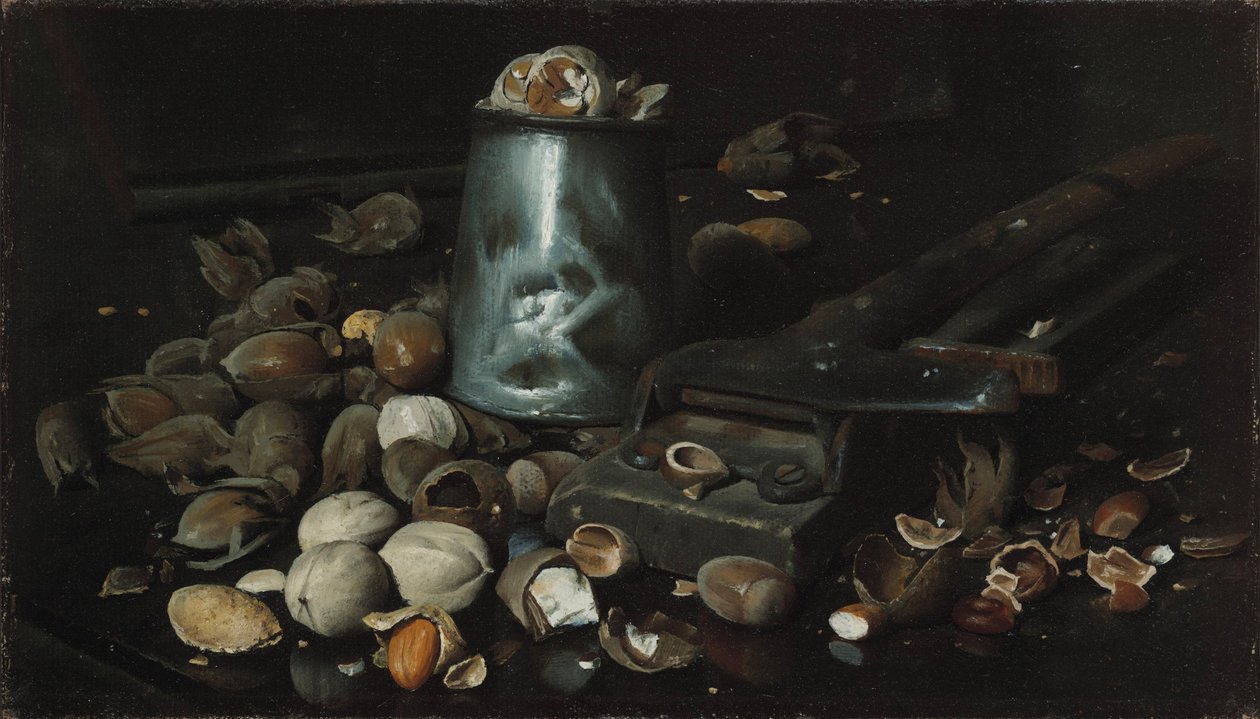 Stilleven met blik en noten, c.1886 door Joseph Decker