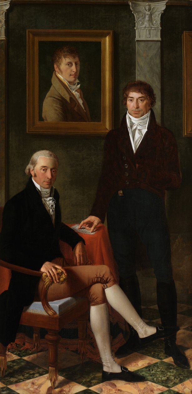 Vriendschapsportret van de kunstenaars François Wynckelman, François van der Donckt en Joseph Odevaere door Joseph Denis Odevaere