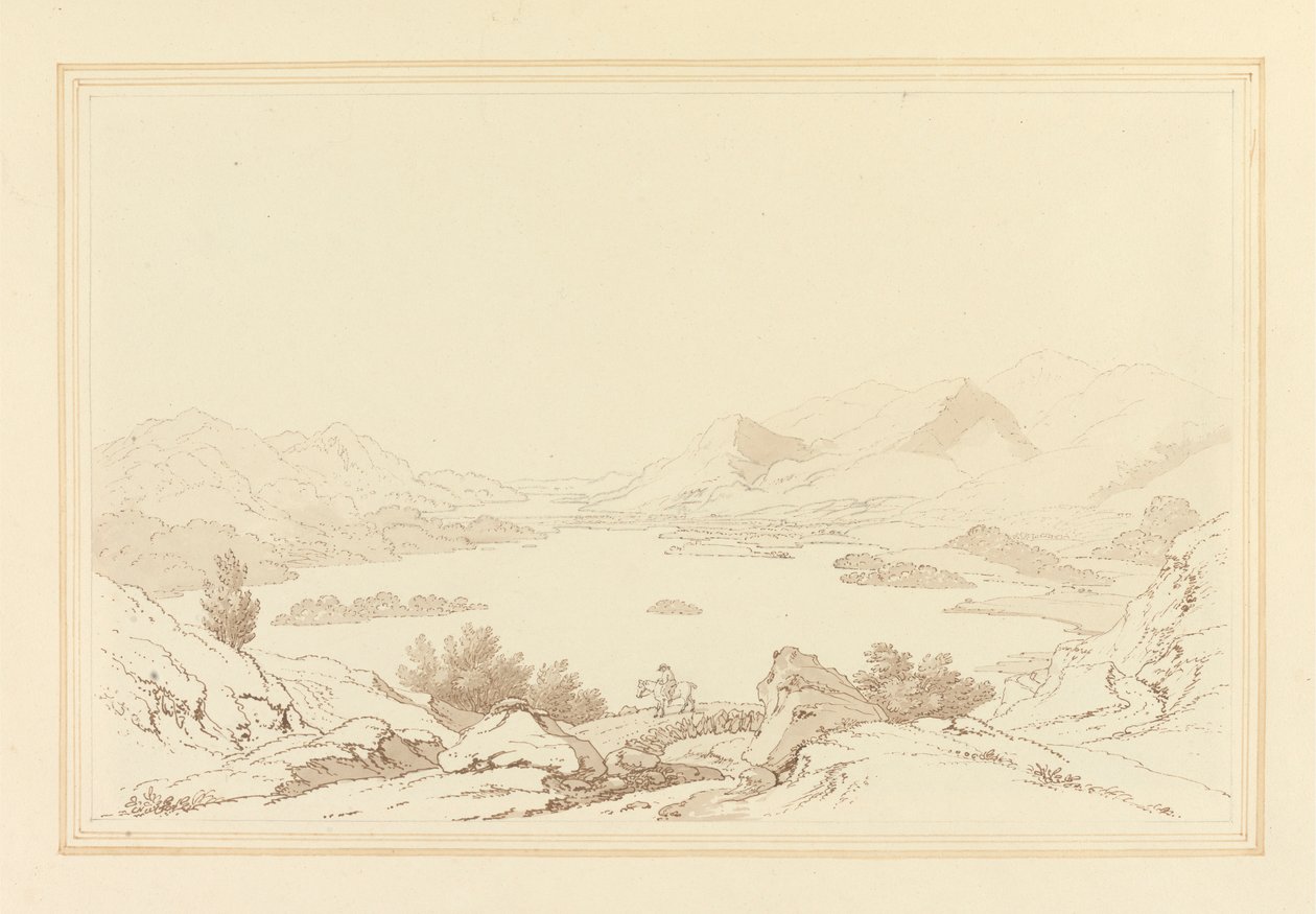 Algemeen uitzicht op het meer van Derwent Water door Joseph Farington