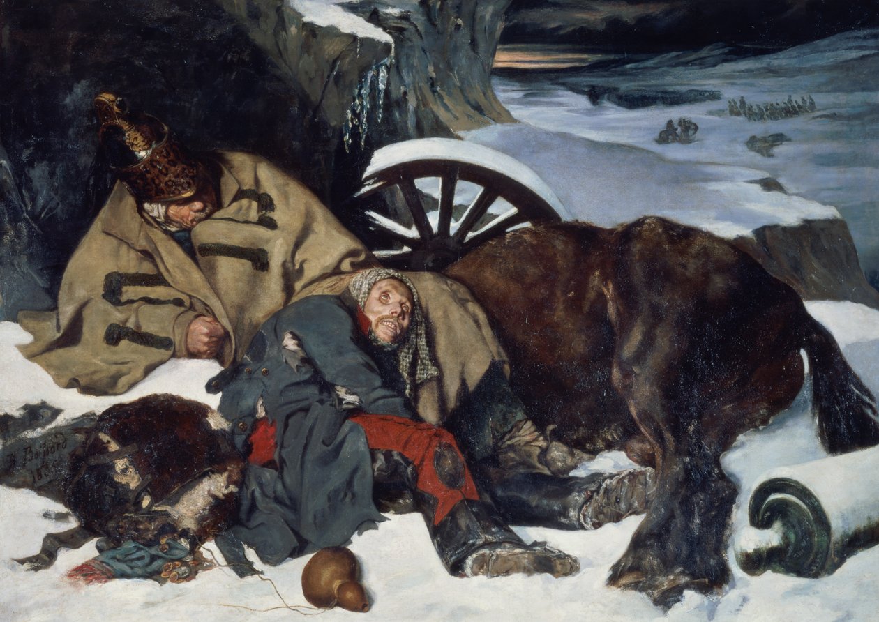 Scène van de Terugtocht uit Rusland door Joseph Fernand Boissard de Boisdenier
