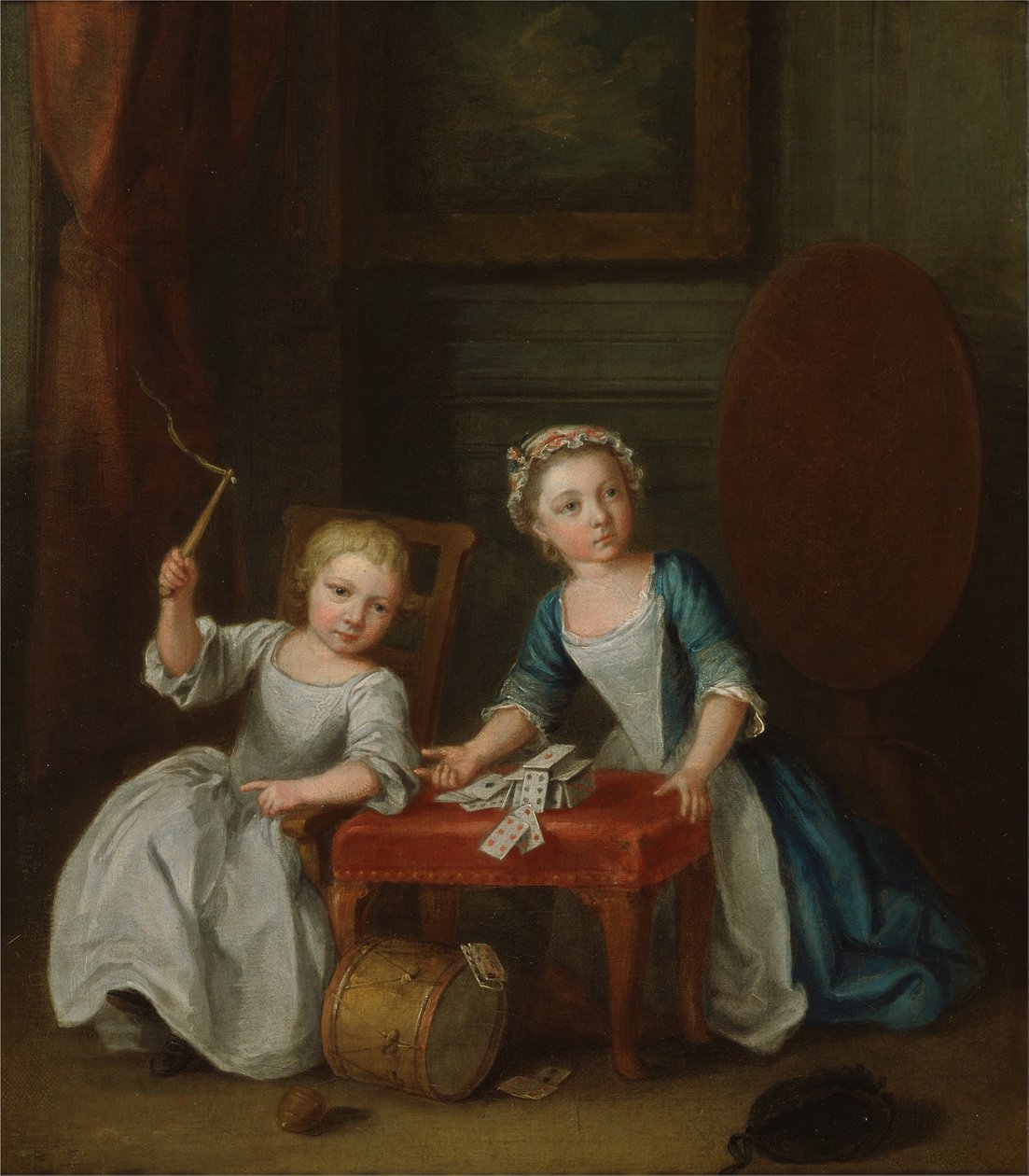 Spelende kinderen, waarschijnlijk de zoon van de kunstenaar Jacobus en dochter Maria Joanna Sophia door Joseph Francis Nollekens