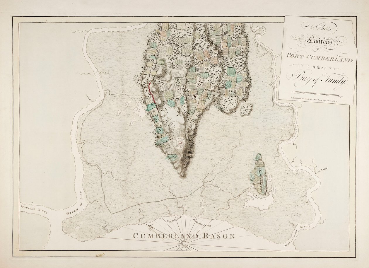 De omgeving van Fort Cumberland in de Baai van Fundy door Joseph Frederick Wallet DesBarres