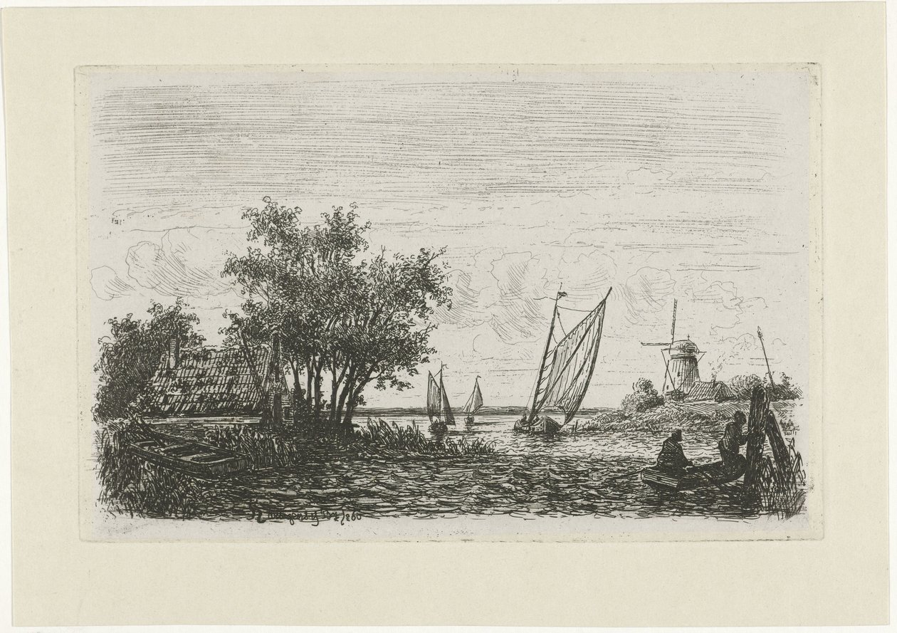 Boten op een meer door Joseph Hartogensis