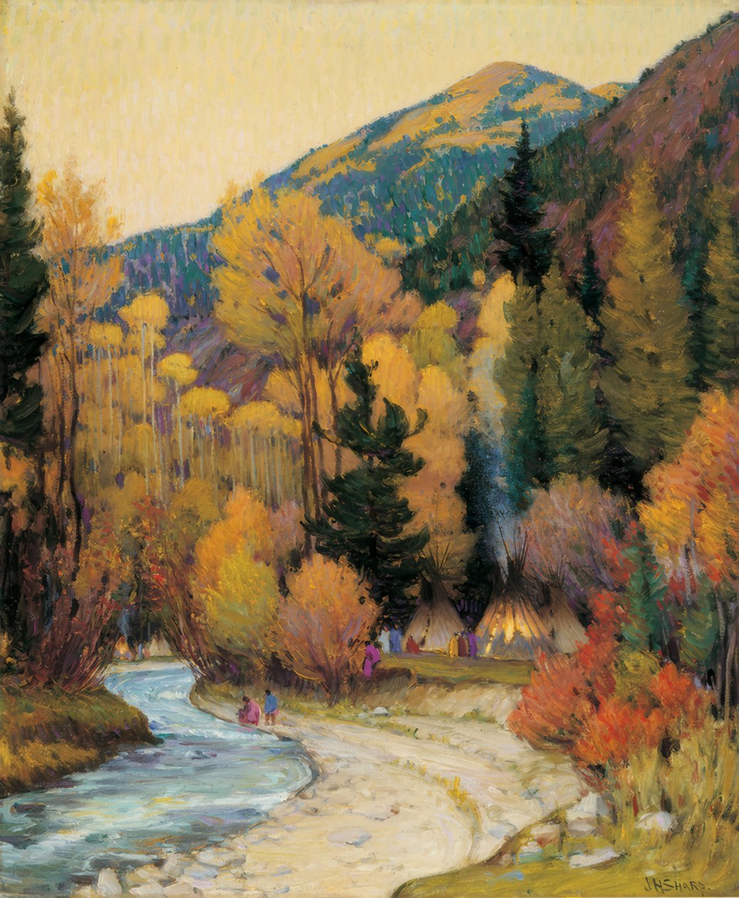 Apache-kamp in Hondo Canyon door Joseph Henry Sharp