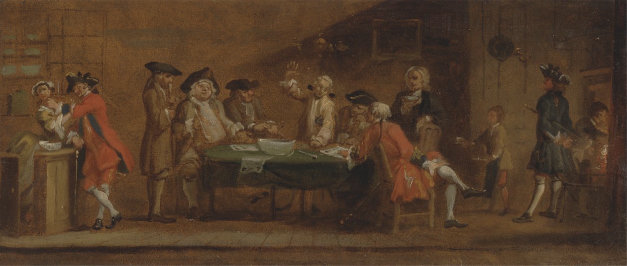 Figuren in een taverne of koffiehuis door Joseph Highmore