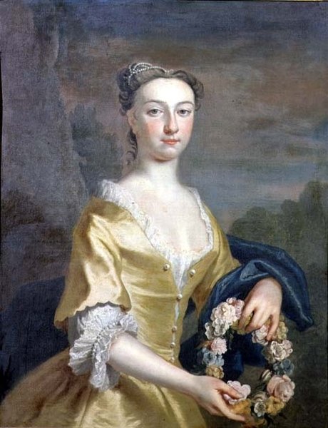 Portret van een Dame met een Bloemenkrans door Joseph Highmore