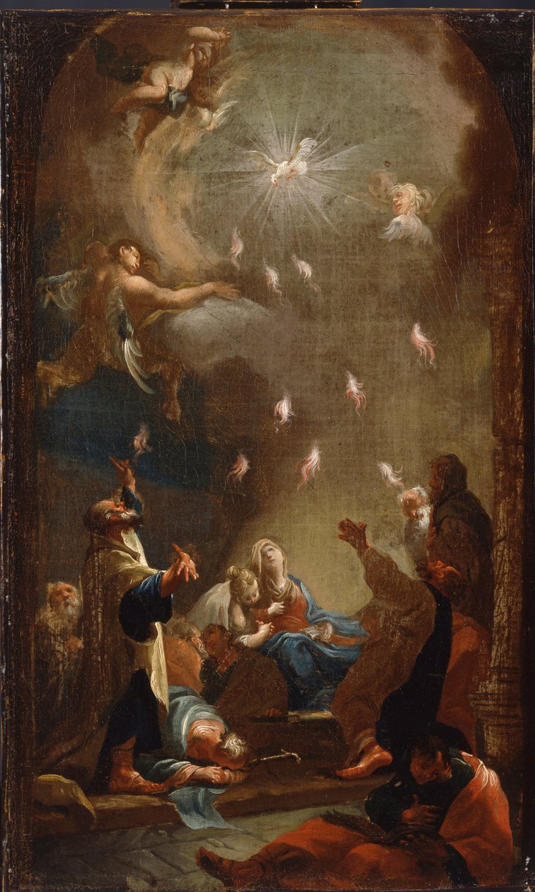 De nederdaling van de Heilige Geest (Pinksteren) door Joseph Ignaz Mildorfer