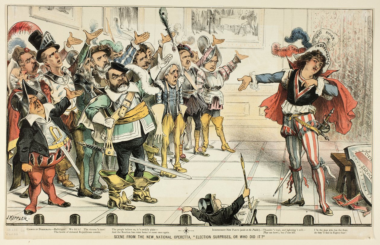 Scène uit de Nieuwe Nationale Operette, uit Puck door Joseph Keppler