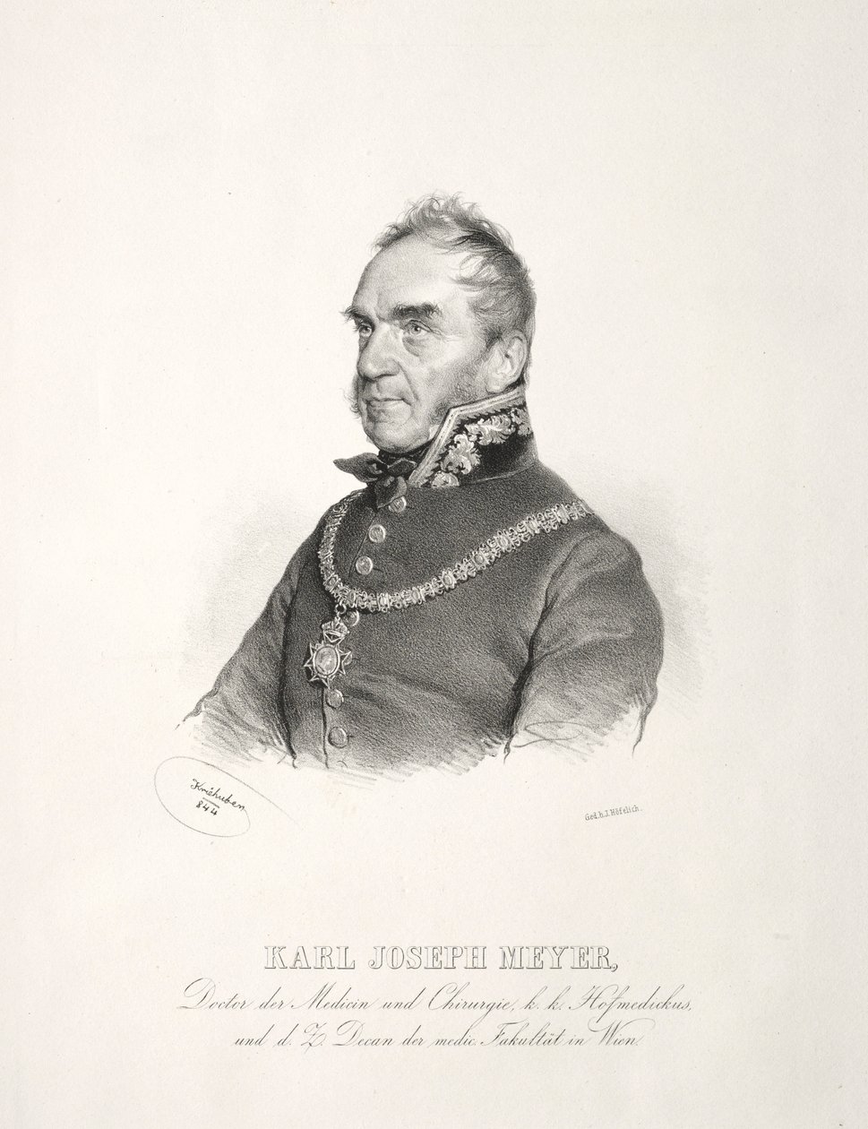 Portret van Dr. Karl Joseph Meyer, 1844 door Joseph Kriehuber