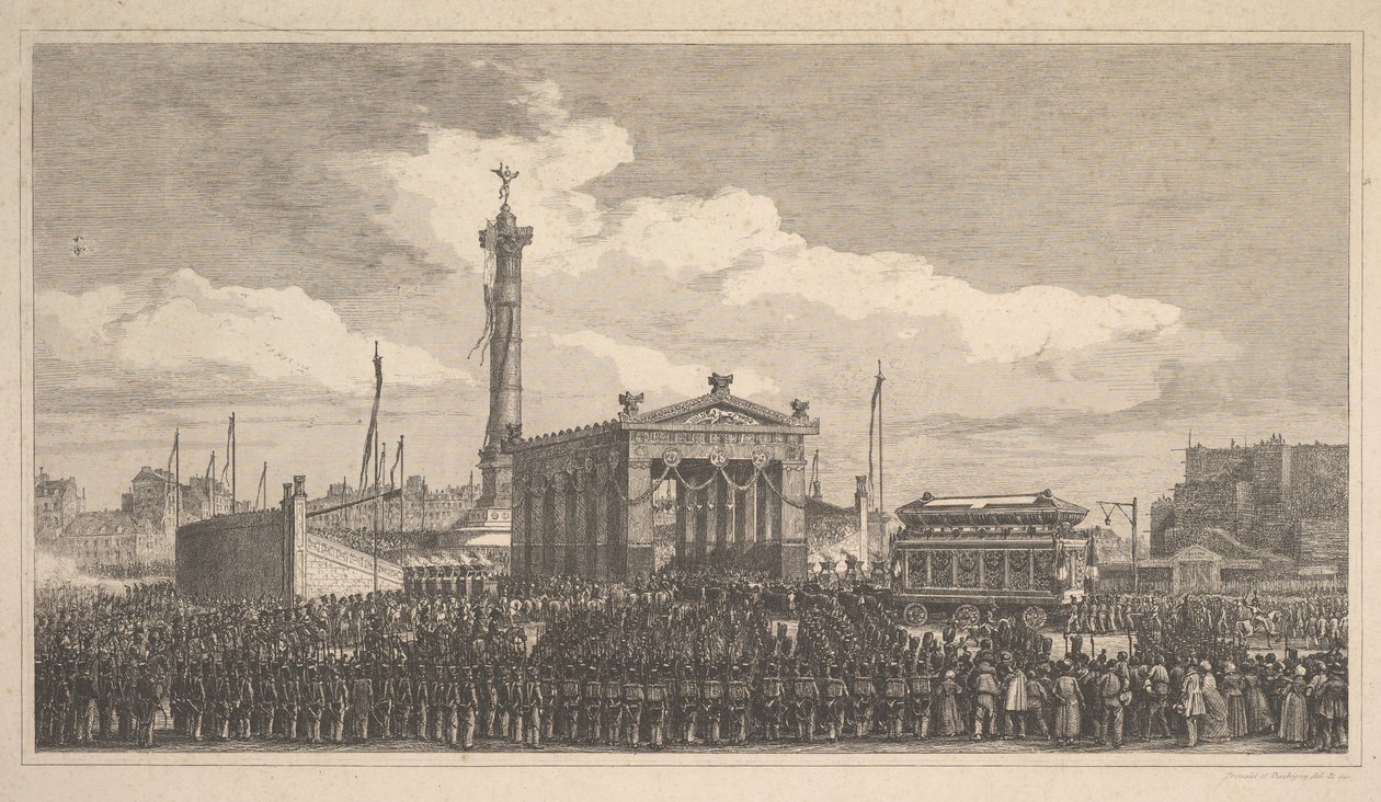 Ceremonie van de inhuldiging van de juli-kolom, 1840 door Joseph Louis Trimolet