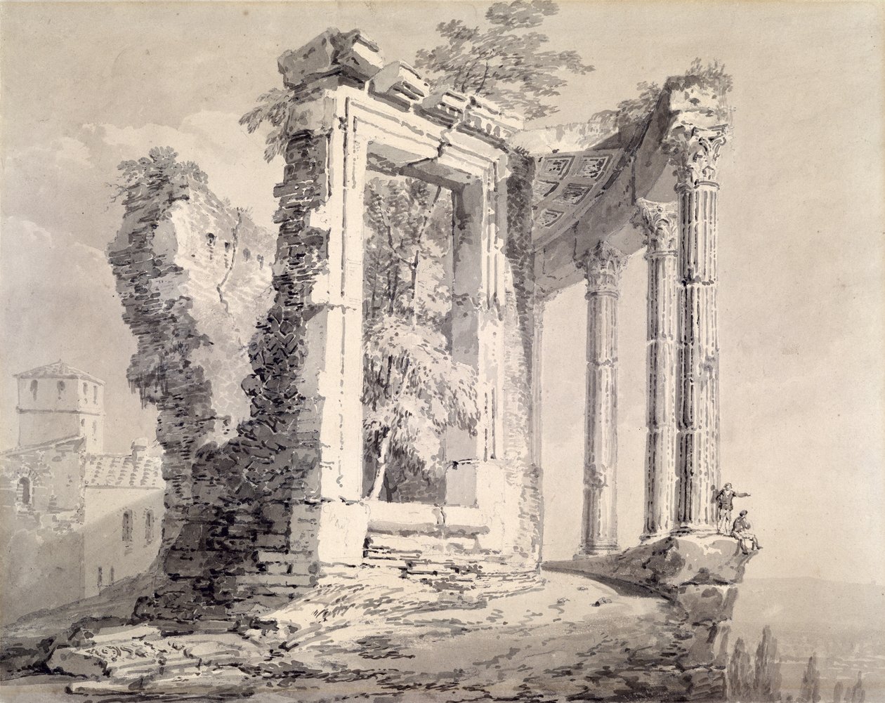Tempel van de Sibyl, Tivoli door Joseph Mallord William (attr.to) Turner