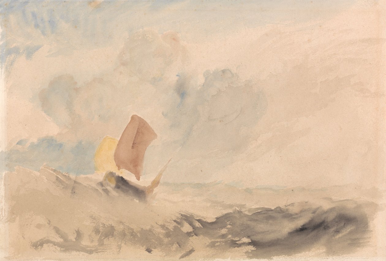 Een zeegezicht – Een woeste zee met een vissersboot door Joseph Mallord William Turner